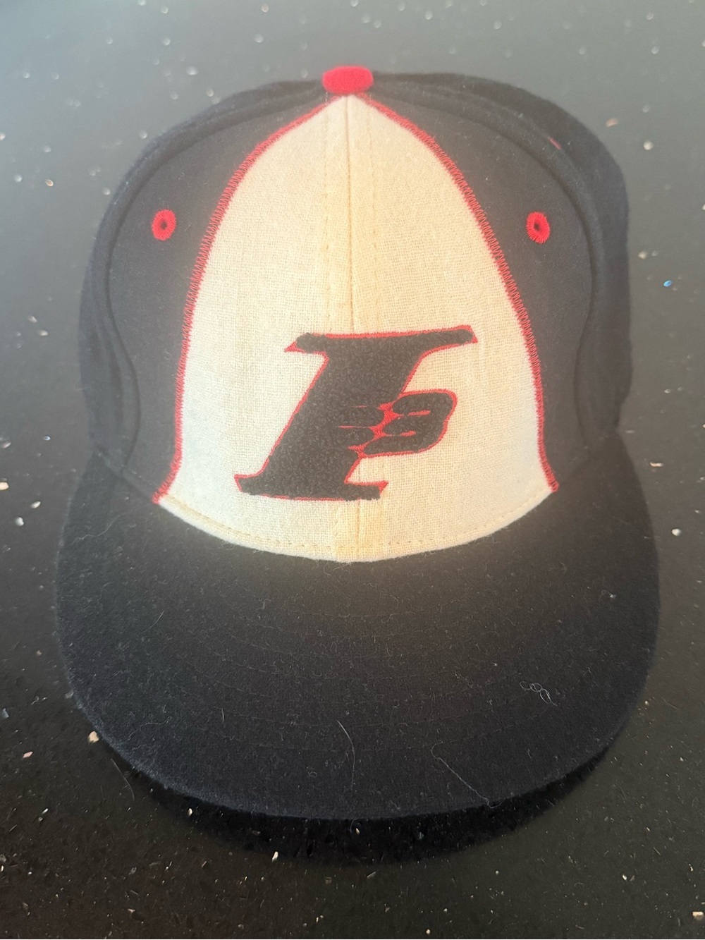 Black, White & Red Iverson Hat with Logo
